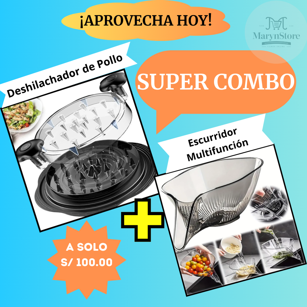 Combo Deshilachador de Pollo + Escurridor Multifunción